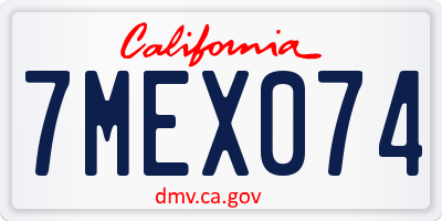 CA license plate 7MEX074