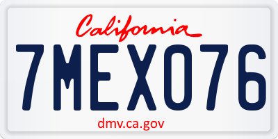 CA license plate 7MEX076