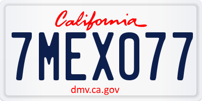 CA license plate 7MEX077