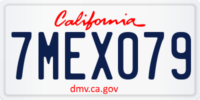 CA license plate 7MEX079