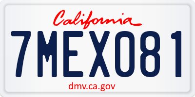 CA license plate 7MEX081