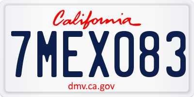CA license plate 7MEX083
