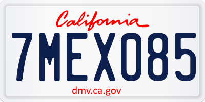 CA license plate 7MEX085