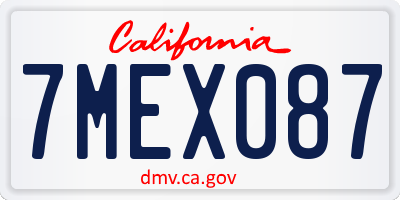 CA license plate 7MEX087