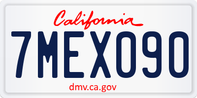 CA license plate 7MEX090