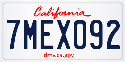 CA license plate 7MEX092