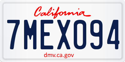 CA license plate 7MEX094
