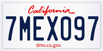CA license plate 7MEX097