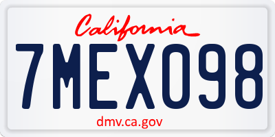 CA license plate 7MEX098