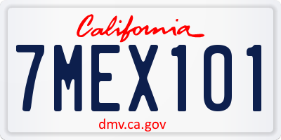 CA license plate 7MEX101