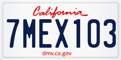 CA license plate 7MEX103
