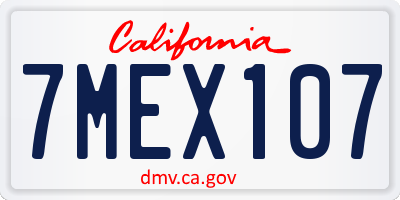 CA license plate 7MEX107