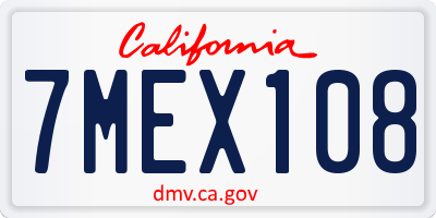 CA license plate 7MEX108