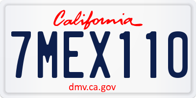 CA license plate 7MEX110