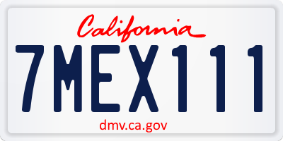 CA license plate 7MEX111