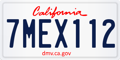 CA license plate 7MEX112