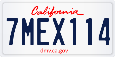 CA license plate 7MEX114