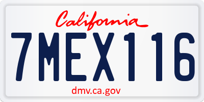 CA license plate 7MEX116