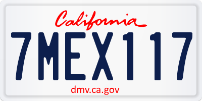 CA license plate 7MEX117
