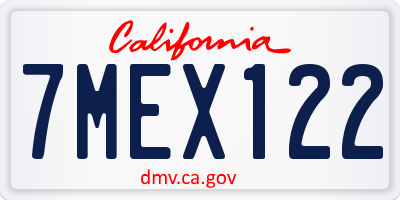 CA license plate 7MEX122