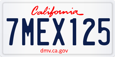 CA license plate 7MEX125