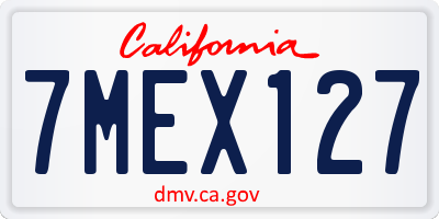 CA license plate 7MEX127