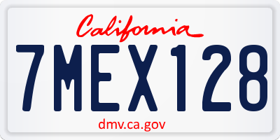 CA license plate 7MEX128