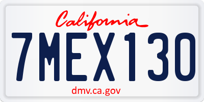 CA license plate 7MEX130