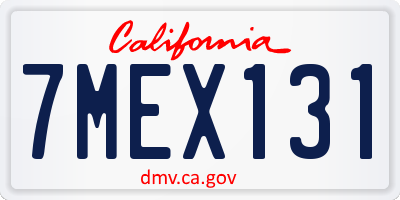 CA license plate 7MEX131