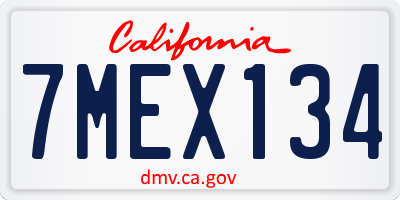 CA license plate 7MEX134