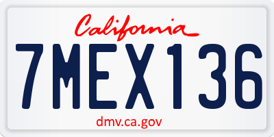 CA license plate 7MEX136