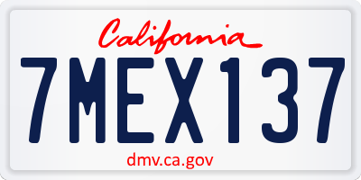 CA license plate 7MEX137
