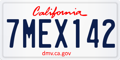 CA license plate 7MEX142
