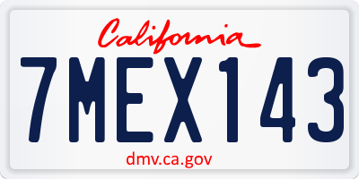 CA license plate 7MEX143