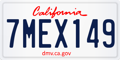 CA license plate 7MEX149