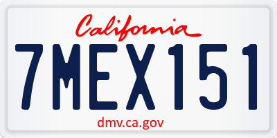 CA license plate 7MEX151