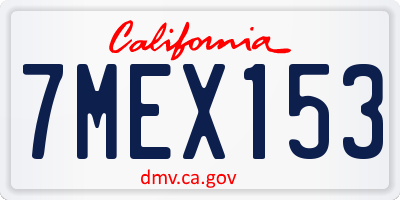 CA license plate 7MEX153