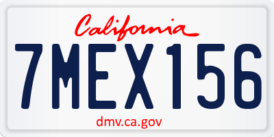 CA license plate 7MEX156