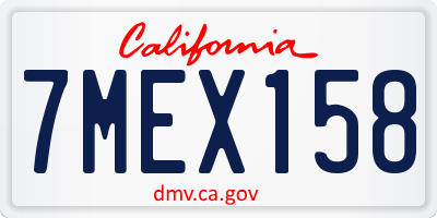CA license plate 7MEX158