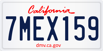 CA license plate 7MEX159
