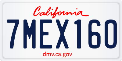 CA license plate 7MEX160