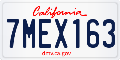 CA license plate 7MEX163