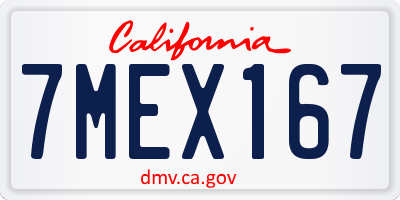 CA license plate 7MEX167