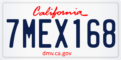 CA license plate 7MEX168