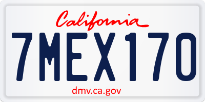 CA license plate 7MEX170