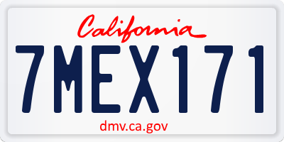 CA license plate 7MEX171