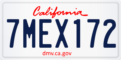CA license plate 7MEX172