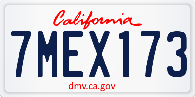 CA license plate 7MEX173