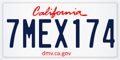 CA license plate 7MEX174