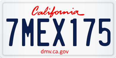CA license plate 7MEX175